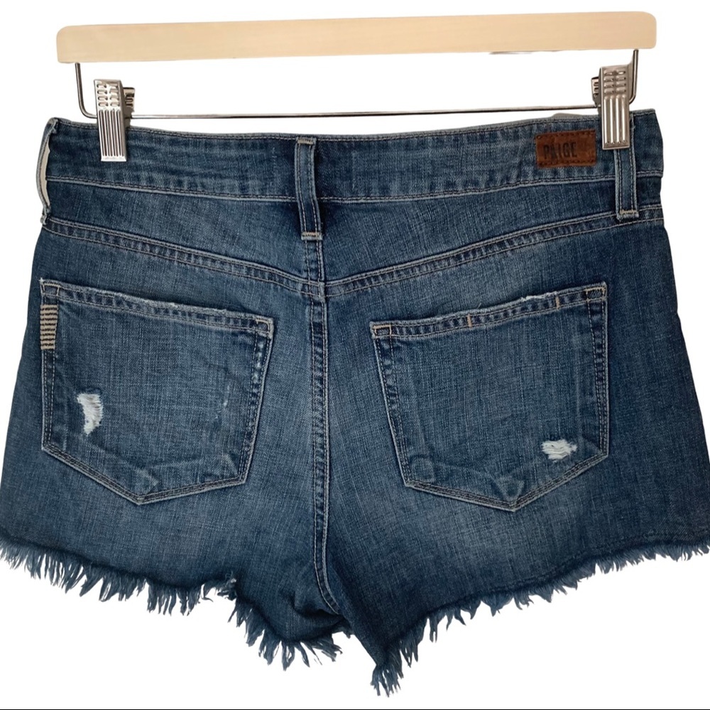PAIGE Daryn Denim Shorts Izza Destructed Frayed Raw Hem Cut Offs - Picture 6 of 12